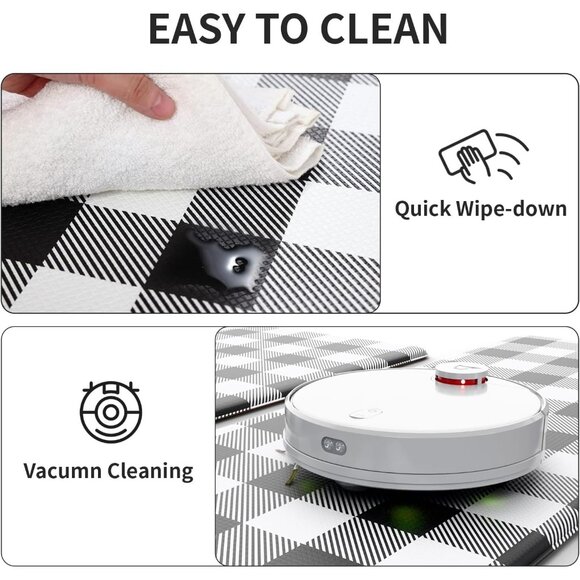 2Pcs Black White Farmhouse Kitchen Mats, Waterproof Anti Fatigue Non Slip Carpet - Picture 7 of 8